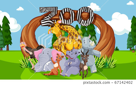 Zoo animals in the wild nature background Zoo animals in the wild nature background 67142402