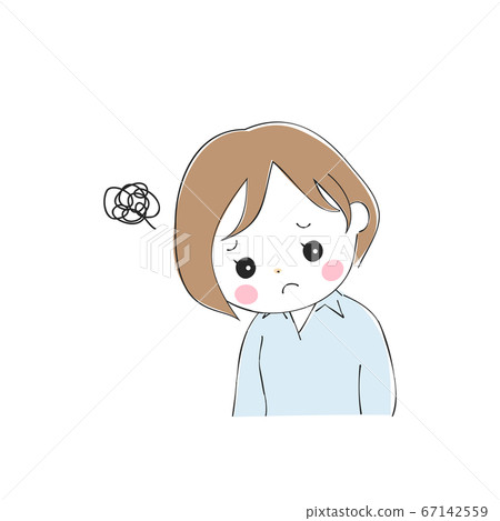 沮喪的年輕婦女的面部表情變化 沮喪的年輕婦女的面部表情變化 67142559