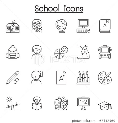 School & Education icon set in thin line style - Stock Illustration ...