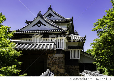 岡山縣高橋市臂門碧丘松山城 照片素材 圖片 圖庫