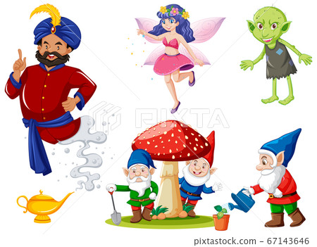 Set of fantasy folk cartoon character on white Set of fantasy folk cartoon character on white 67143646