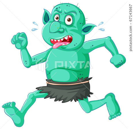 Green goblin or troll running pose with funny face 67143667