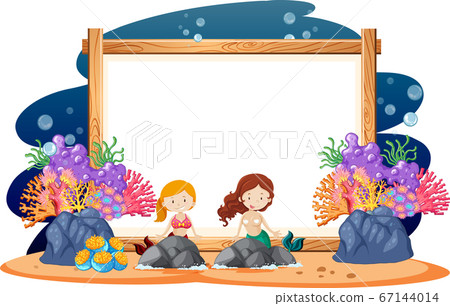 Border template design with mermaids swimming Border template design with mermaids swimming 67144014