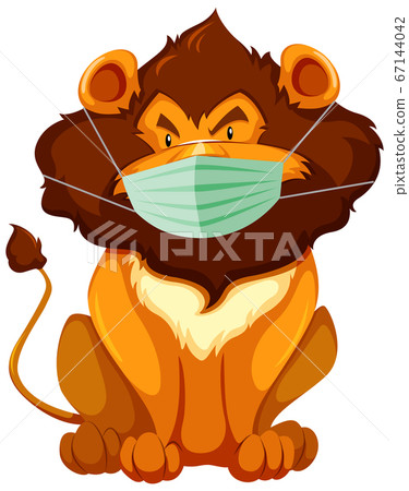Lion cartoon charater wearing mask Lion cartoon charater wearing mask 67144042