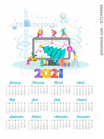 2021 Happy New Year calendar. Greeting card for... - Stock Illustration  [67144988] - PIXTA