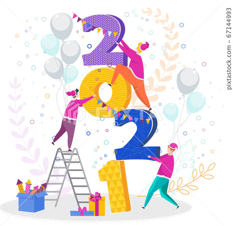 2021 calendar and Greeting card for Christmas and New Year. 67144993