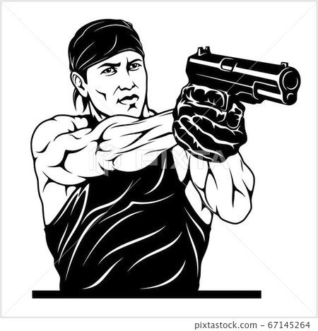 Man with Gun. Ghetto Warriors. Vector illustration isolated on white Man with Gun. Ghetto Warriors. Vector illustration isolated on white 67145264