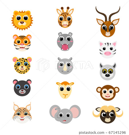 Funny cute african animal heads. Funny cute african animal heads. 67145296