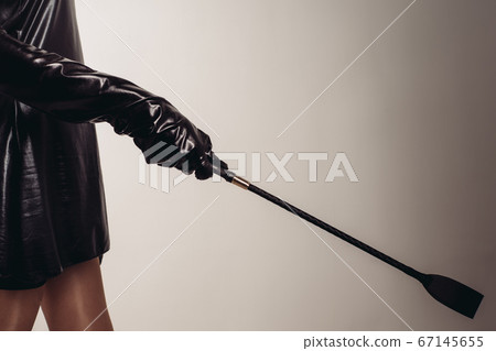 Sexy Lady Holding Strict Leather Short Handle Wide 67145655