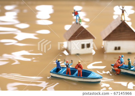 Diorama of people seeking flood and rescue 67145966