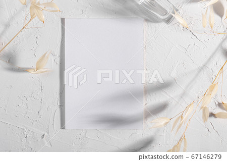Mockup template with dry plants flower and perfume and design element design for wedding rsvp, thank you card, greeting Mockup template with dry plants flower and perfume and design element design for wedding rsvp, thank you card, greeting 67146279