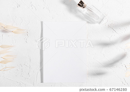 Mockup template with dry plants flower and perfume and design element design for wedding rsvp, thank you card, greeting Mockup template with dry plants flower and perfume and design element design for wedding rsvp, thank you card, greeting 67146280