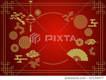 中國風插畫素材集和邊框 插圖素材 圖庫
