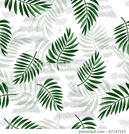 Green tropical leaves and triangles seamless Green tropical leaves and triangles seamless 67147187