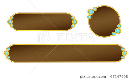 Light blue jeweled/gold frame/brown base telop base (rounded corners) 67147908