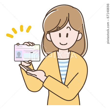 Illustration of a young woman with my number card Illustration of a young woman with my number card 67148698