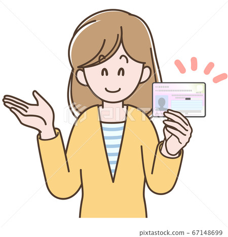 Illustration of a young woman with my number card Illustration of a young woman with my number card 67148699