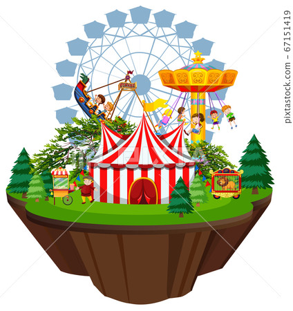 Scene with many children playing on the circus 67151419