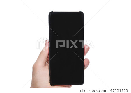 Hand holding mobile smart phone with blank screen, Hand holding mobile smart phone with blank screen, 67151503