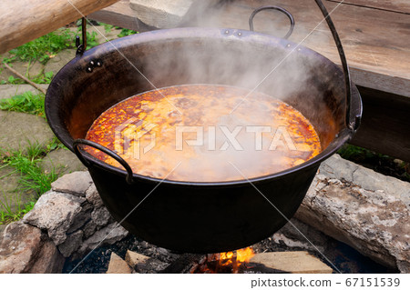 traditional hungarian bogracs goulash soup. 67151539