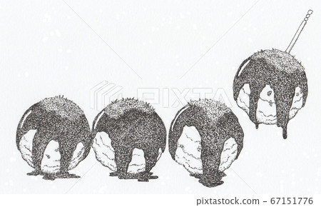 Hand drawn illustration of sauce dripping takoyaki Hand drawn illustration of sauce dripping takoyaki 67151776