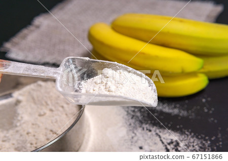 banana flour, Gluten free low carb plant flour. gluten intolerance concept. banana flour, Gluten free low carb plant flour. gluten intolerance concept. 67151866