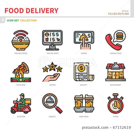 food delivery icon set-插圖素材 [67152619] - PIXTA圖庫
