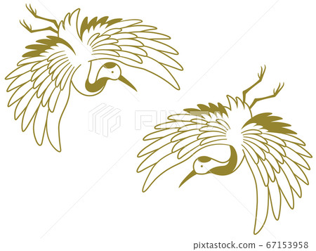 Line drawing illustration of a flying crane (Friday) Line drawing illustration of a flying crane (Friday) 67153958