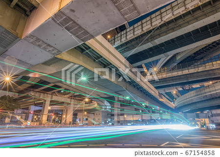 大阪Awaza交匯處的夜景 大阪Awaza交匯處的夜景 67154858