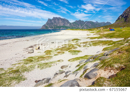 Utakleiv Beach on the Lofoten islands in Norway 67155067