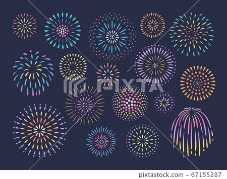 Illustration of fireworks in the night sky 67155287