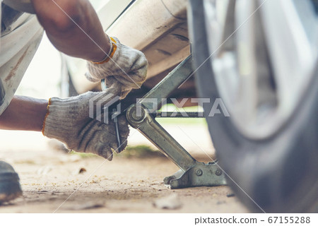 Mechanic man car service repair automobile garage Mechanic man car service repair automobile garage 67155288
