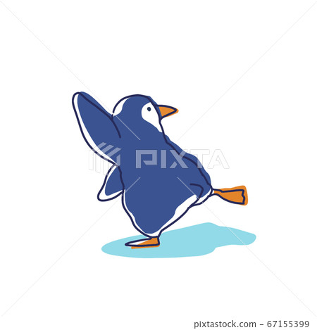 企鵝一隻腿向上跳舞圖 67155399