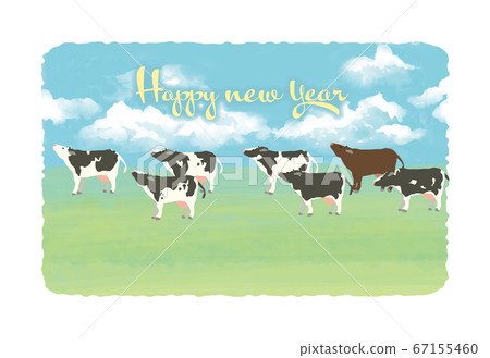 新年賀卡的水平明信片大小模板 67155460