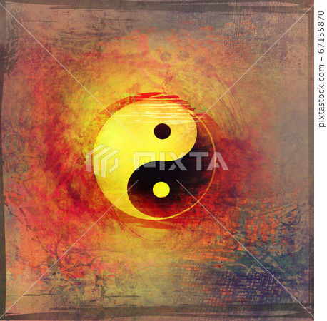 Grunge vintage yin yang symbol 67155870