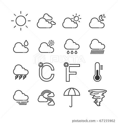 Simple Set of weather vector icon. Illustration - Stock Illustration ...