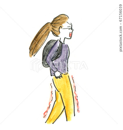 Illustration of a woman whose legs become itchy due to lack of exercise 67156039