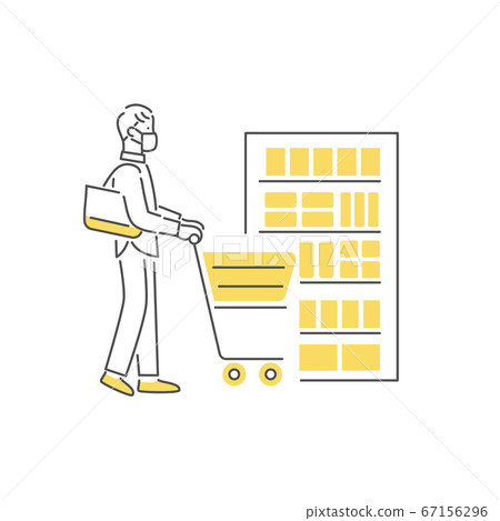 A man shopping while wearing a mask A man shopping while wearing a mask 67156296