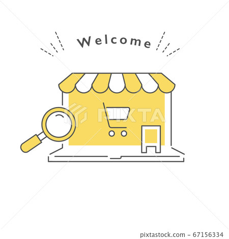 個人計算機上的在線購物的圖像插圖 67156334