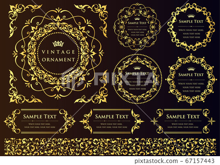 Vintage ornament set. Borders and various frame materials. Vintage ornament set. Borders and various frame materials. 67157443