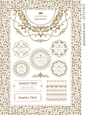 復古飾品套。邊框和各種框架材料。 復古飾品套。邊框和各種框架材料。 67157455