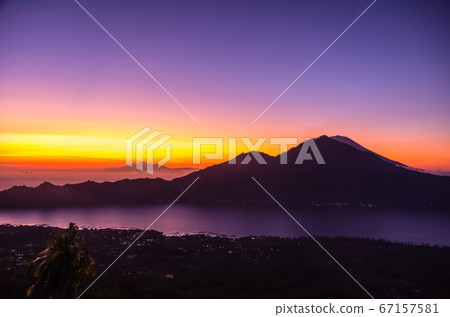 Sunrise panorama view from top of Batur volcano 67157581
