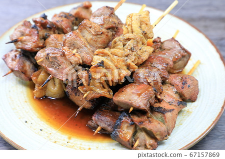 Delicious yakitori platter 67157869