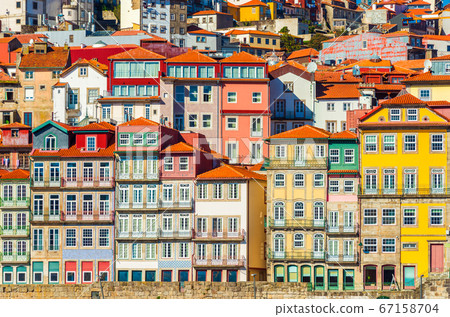 Old historical houses of Porto. Rows of colorful buildings in the traditional architectural style, Portugal 67158704