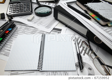 business office desk closeup - financial reports, business office desk closeup - financial reports, 67159952