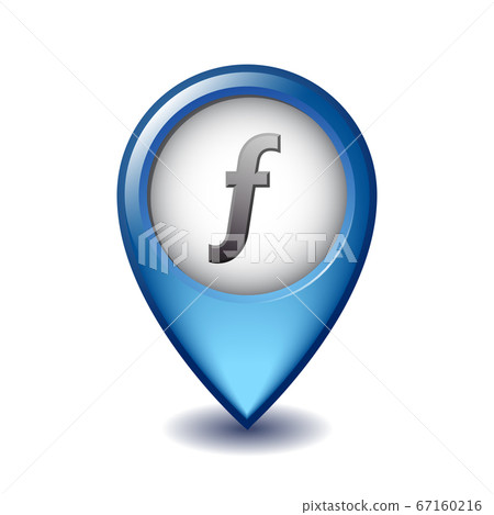 Florin or forint currency symbol on Mapping Marker vector icon. 67160216