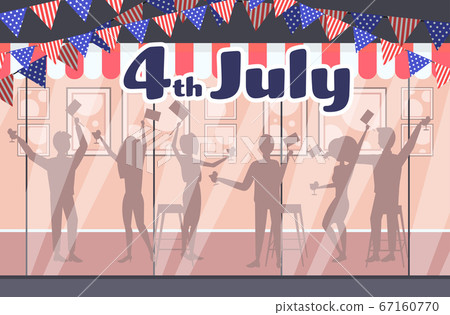 people silhouettes celebrating 4th of july american independence day celebration concept 67160770
