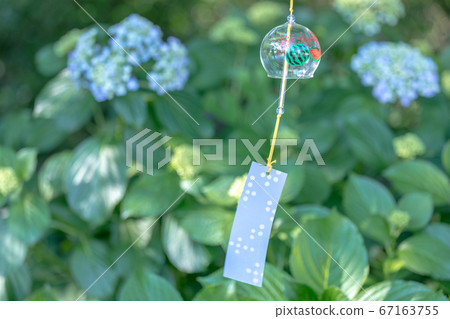 Hydrangea and wind chimes Hydrangea and wind chimes 67163755