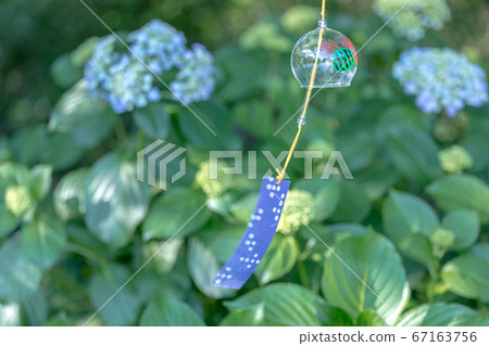 Hydrangea and wind chimes Hydrangea and wind chimes 67163756