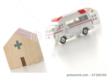 Image cut of a hospital discharge or transfer to a white background Image cut of a hospital discharge or transfer to a white background 67166399